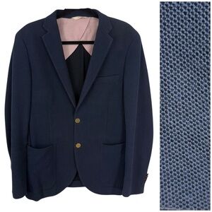 Brooks Brothers 100% Cotton Navy Honeycomb Sports Coat Blazer 40R